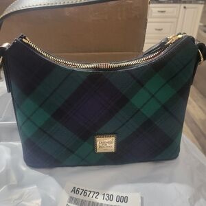 Dooney & Bourke Navy/Green Tarten Baguette Shoulder Bag NWOT